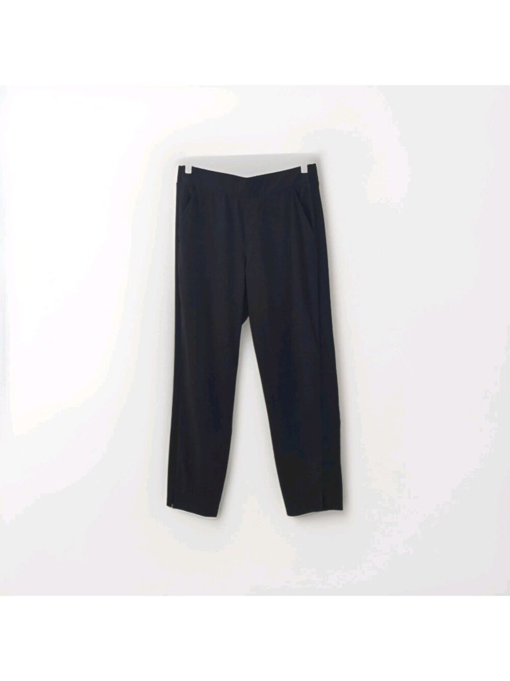 Athleta Brooklyn Ankle Pant 8 Black Ribbed Side Panel Stretch Pull On Pockets
